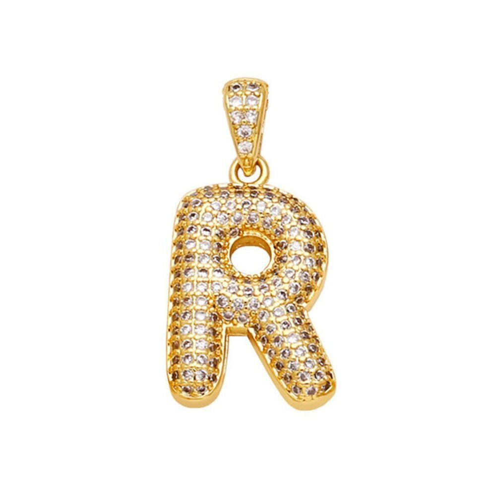2045 Cubic Zirconia Bubble Letter Charm for Jewelry Making, Alphabeta
